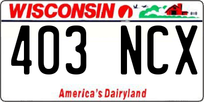 WI license plate 403NCX