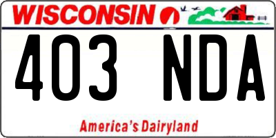 WI license plate 403NDA