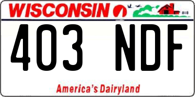WI license plate 403NDF
