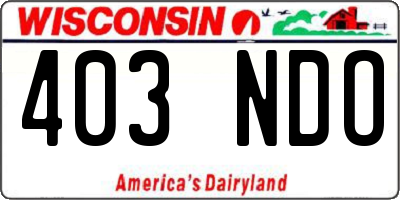 WI license plate 403NDO