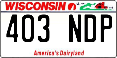 WI license plate 403NDP
