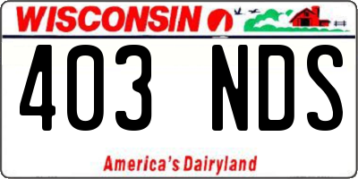 WI license plate 403NDS
