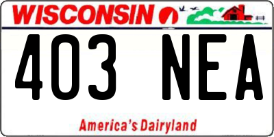 WI license plate 403NEA