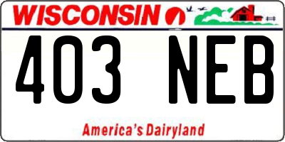 WI license plate 403NEB