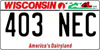 WI license plate 403NEC