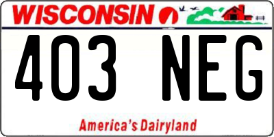 WI license plate 403NEG
