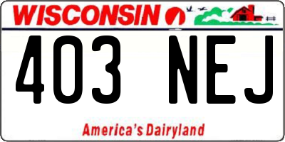 WI license plate 403NEJ