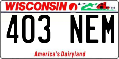 WI license plate 403NEM