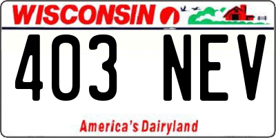 WI license plate 403NEV
