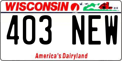 WI license plate 403NEW
