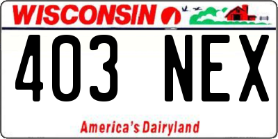 WI license plate 403NEX