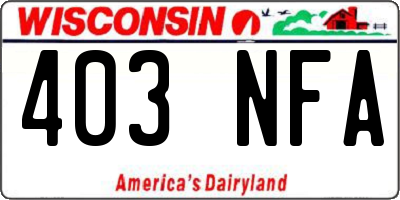WI license plate 403NFA