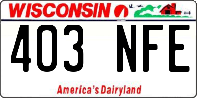 WI license plate 403NFE
