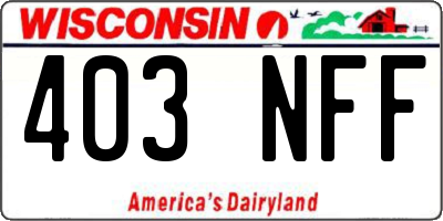 WI license plate 403NFF
