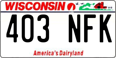 WI license plate 403NFK