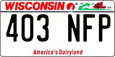 WI license plate 403NFP