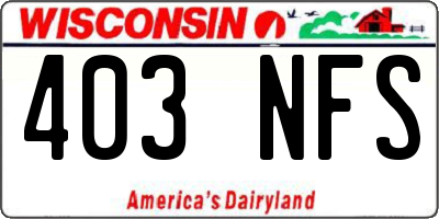 WI license plate 403NFS