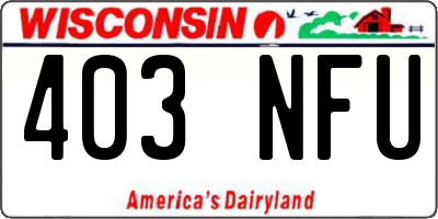 WI license plate 403NFU