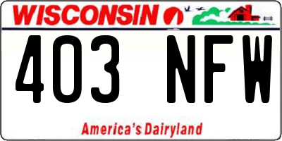 WI license plate 403NFW