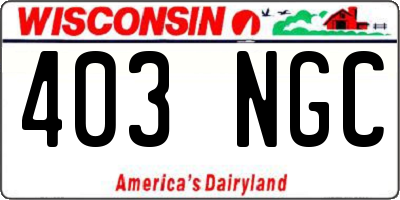 WI license plate 403NGC