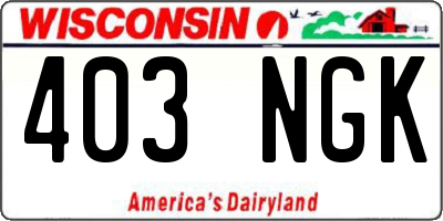 WI license plate 403NGK