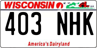 WI license plate 403NHK