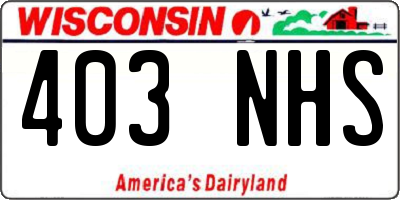 WI license plate 403NHS