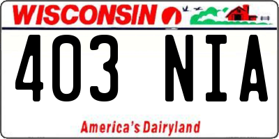 WI license plate 403NIA