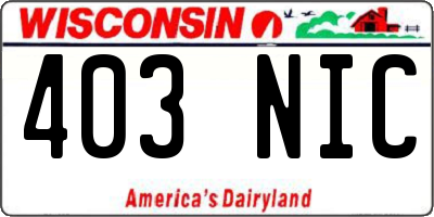 WI license plate 403NIC