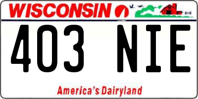 WI license plate 403NIE