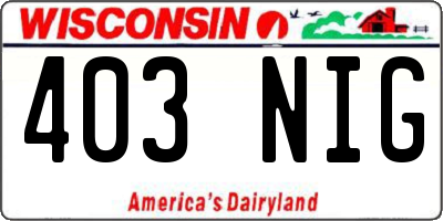 WI license plate 403NIG