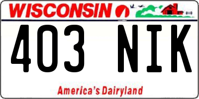 WI license plate 403NIK