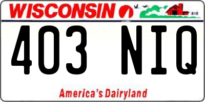 WI license plate 403NIQ