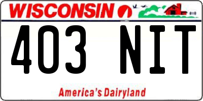 WI license plate 403NIT