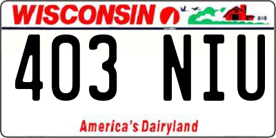 WI license plate 403NIU