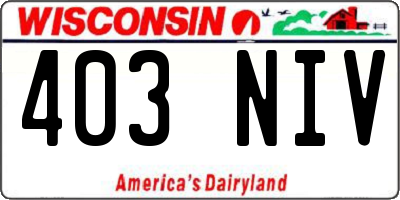 WI license plate 403NIV