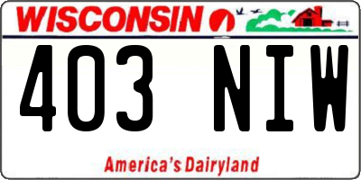 WI license plate 403NIW