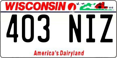 WI license plate 403NIZ