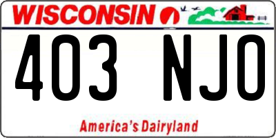 WI license plate 403NJO