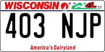 WI license plate 403NJP