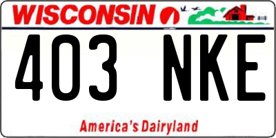 WI license plate 403NKE