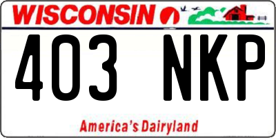WI license plate 403NKP