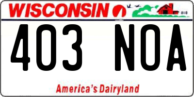WI license plate 403NOA