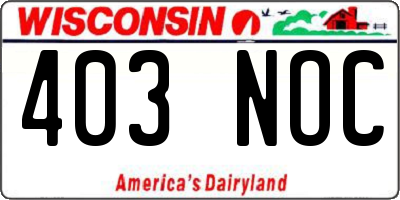 WI license plate 403NOC
