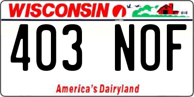 WI license plate 403NOF