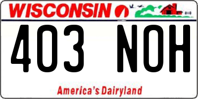 WI license plate 403NOH
