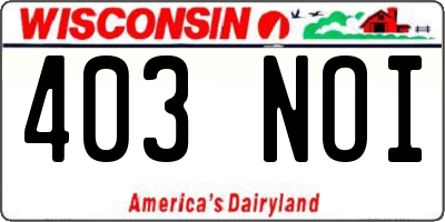 WI license plate 403NOI