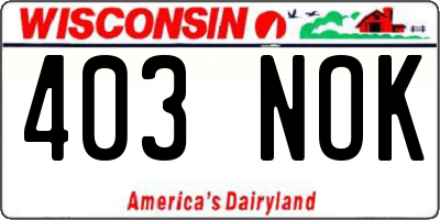 WI license plate 403NOK