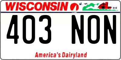 WI license plate 403NON