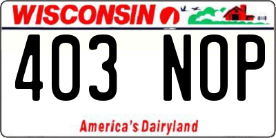 WI license plate 403NOP